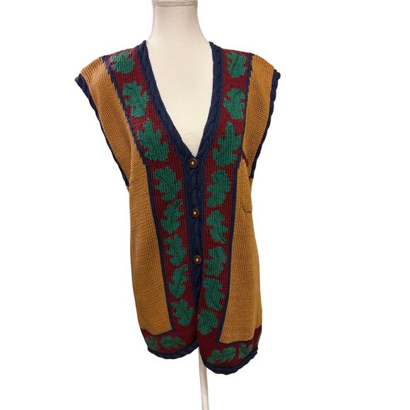 Traditional Trading Co | Vintage Deer Knit Button Front Vest | Small - Picture 1 of 14